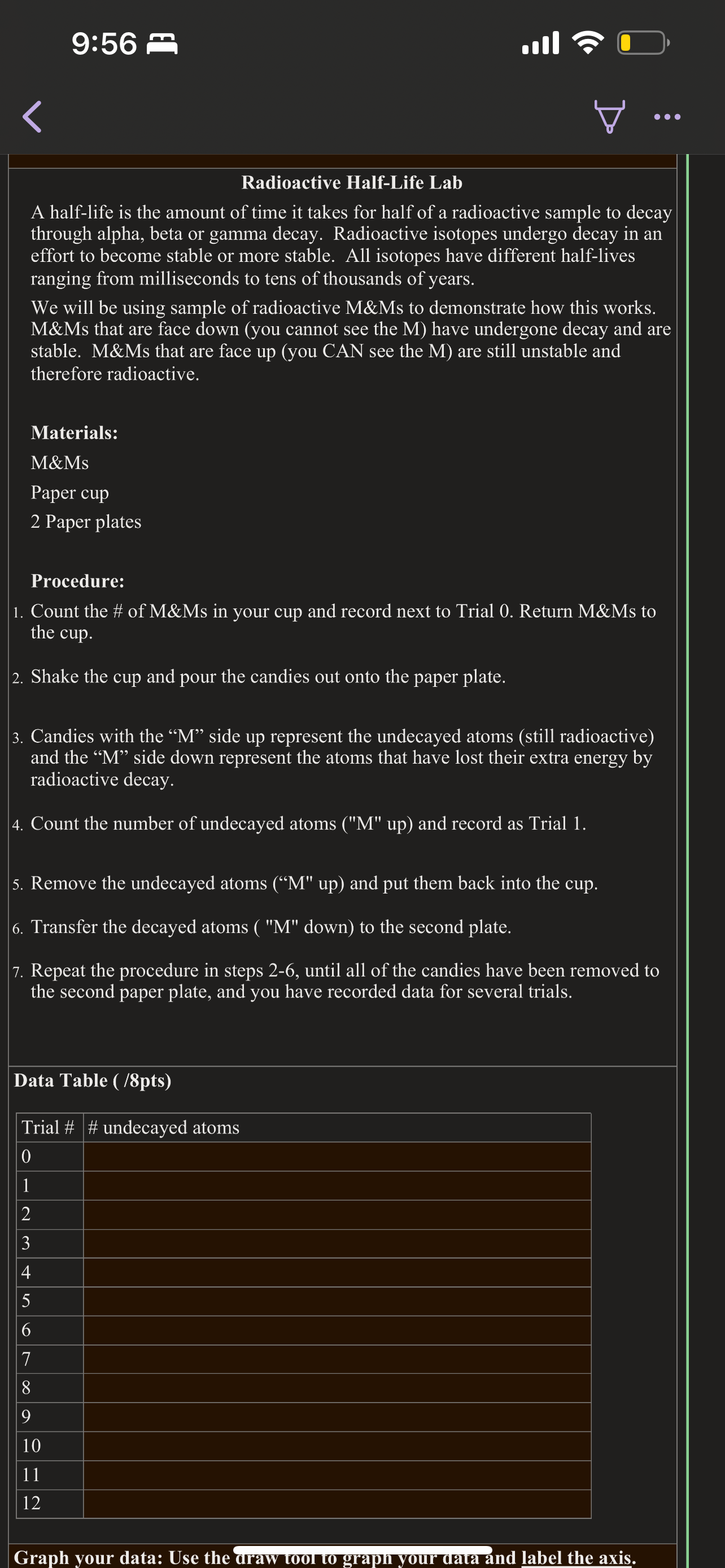 for half of a radioactive sample to decay through alpha, beta or