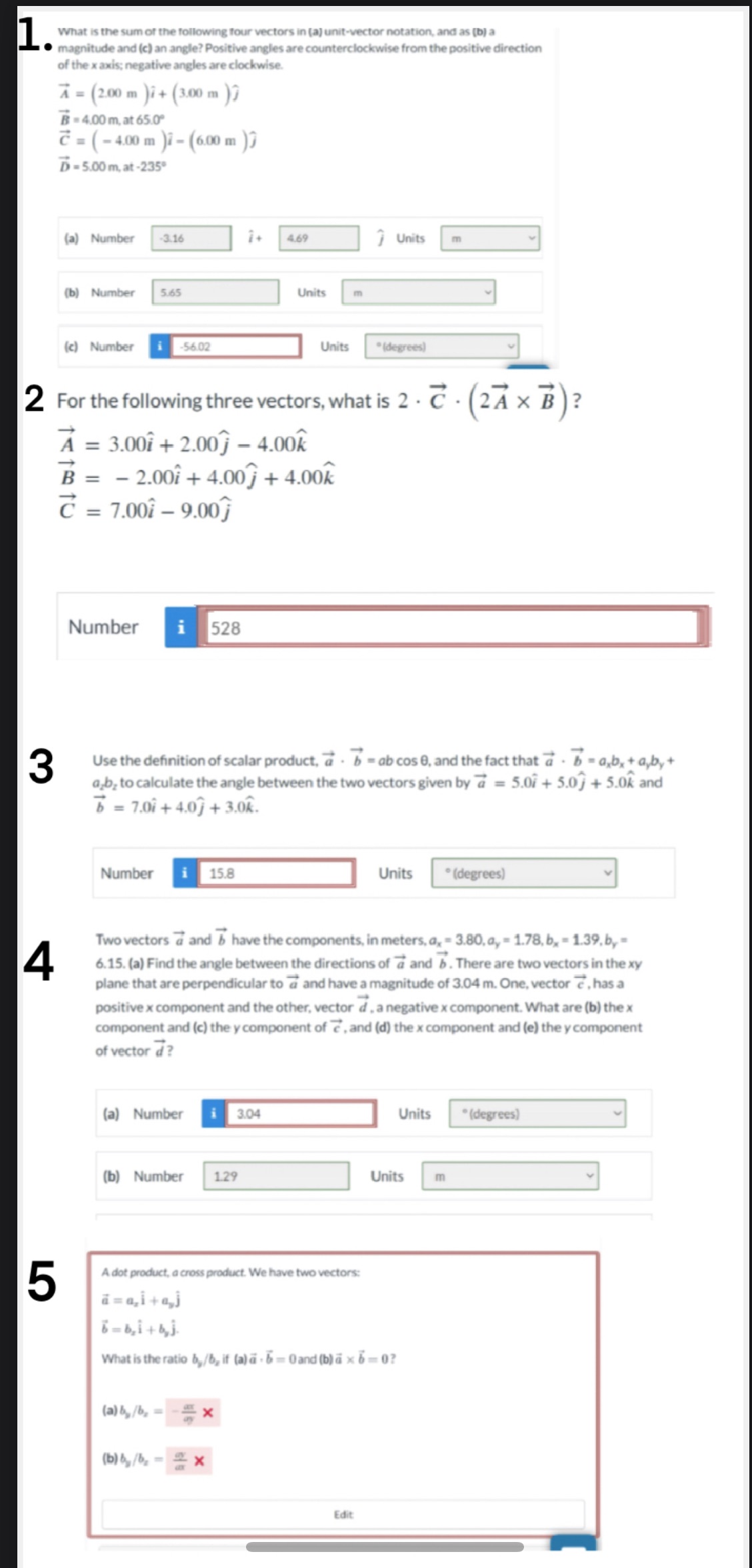 I need help with these questions the red boxes are wrong 1.