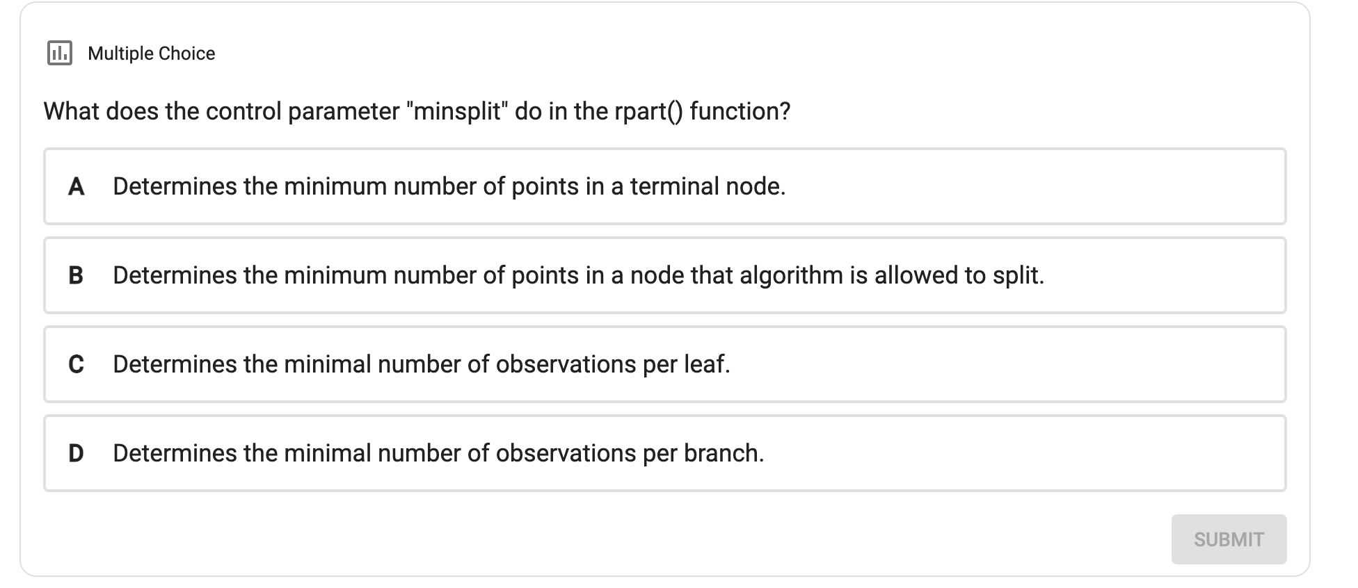 tree, except that it is used to predict a quantitative C response