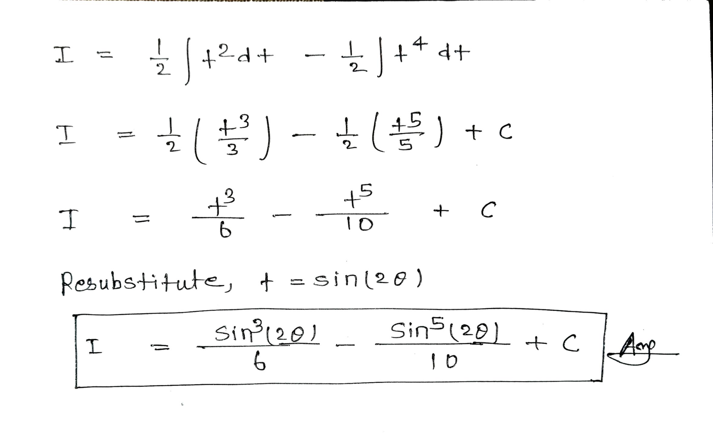  Please briefly explain the solution and all steps, including substitution steps,