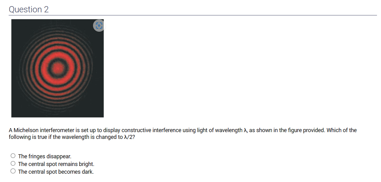 spacing if the spacing between the slits is decreased? O The fringe