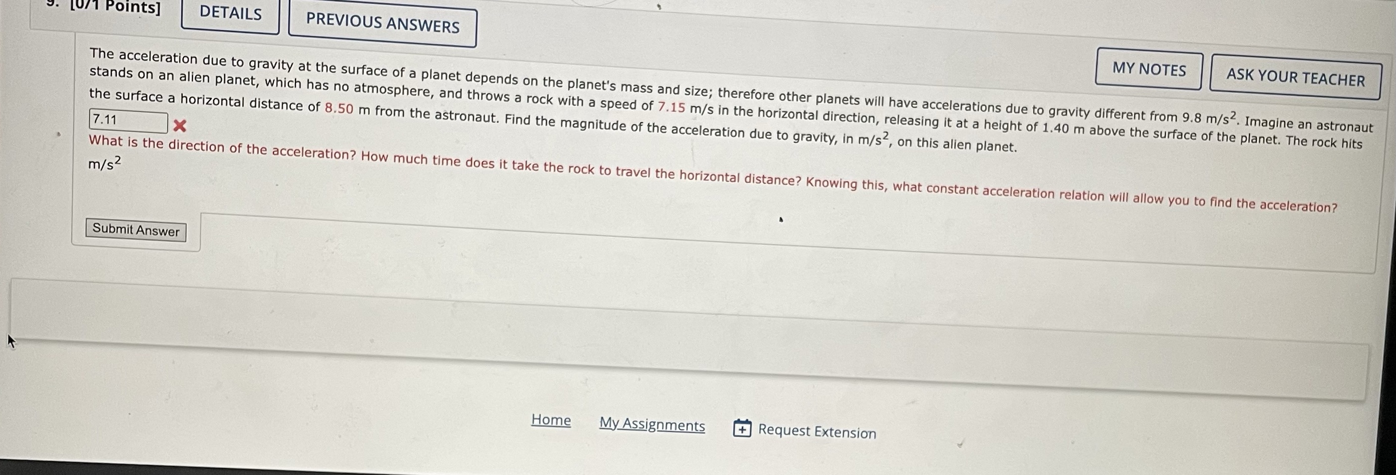  [0/1 Points] DETAILS PREVIOUS ANSWERS MY NOTES ASK YOUR TEACHER The