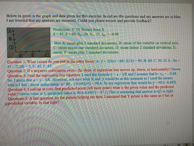 exercise. In red are the questions and my answers are in blue.