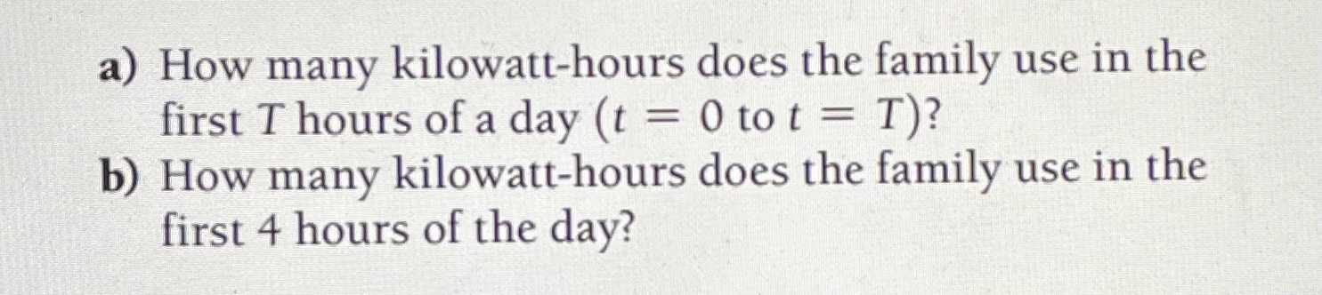 use in the first T hours of a day (t = 0