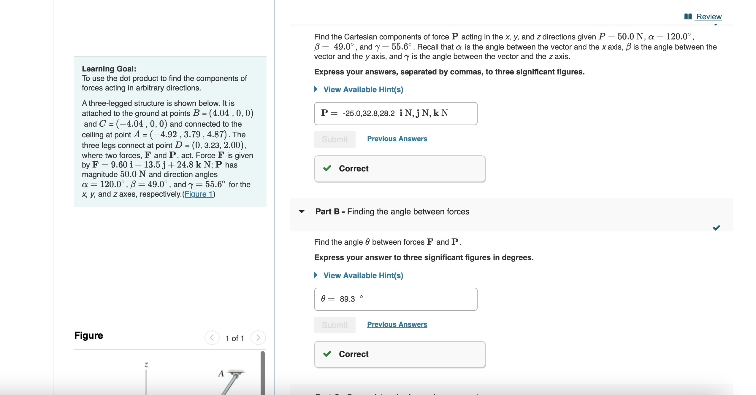 To use the dot product to find the components of forces acting