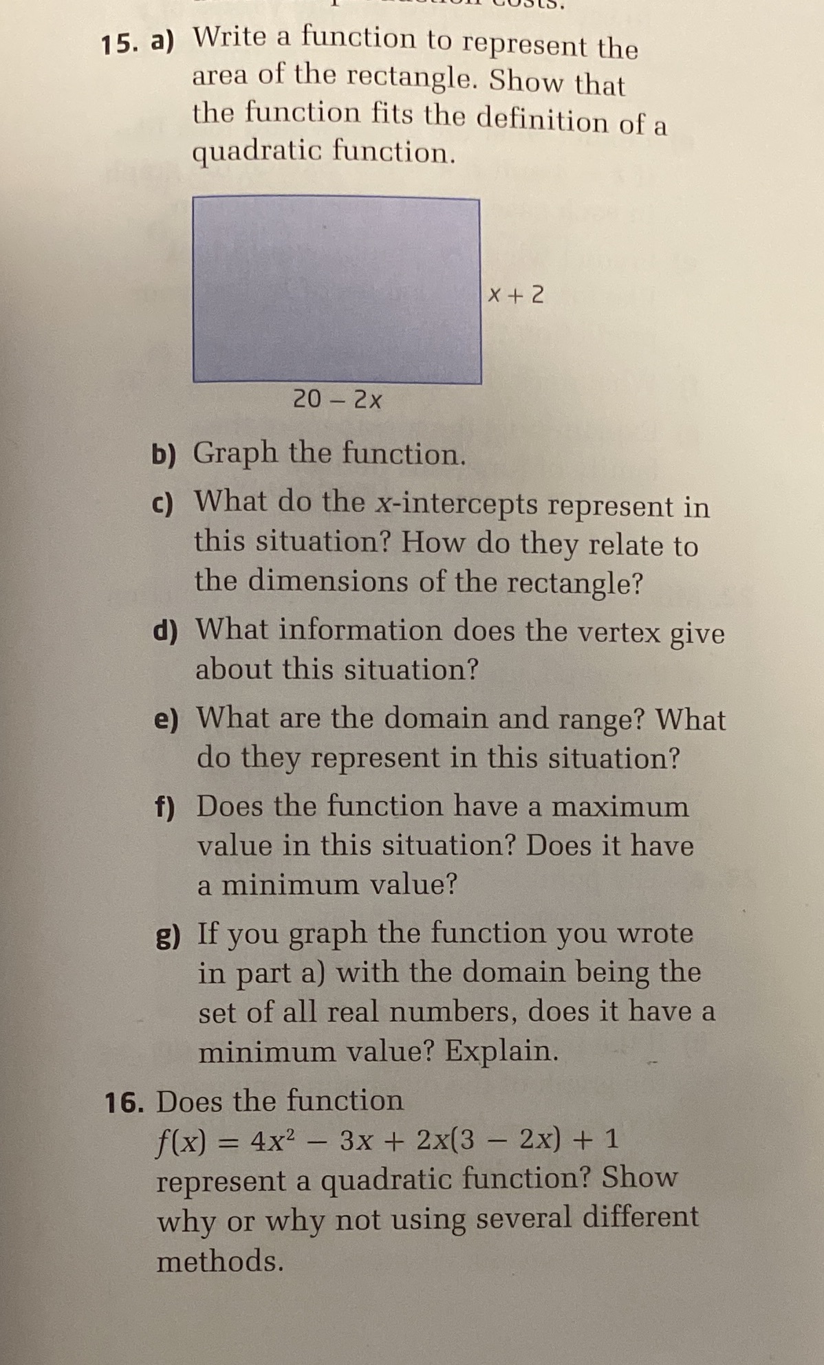 15. a) Write a function to represent the area of the