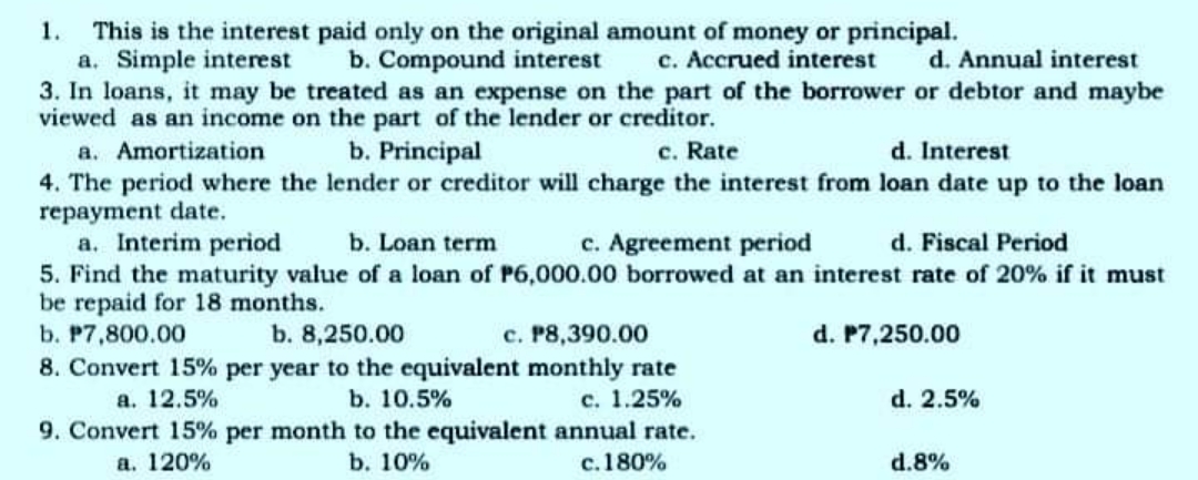 please answer and make solution 1. This is the interest paid only