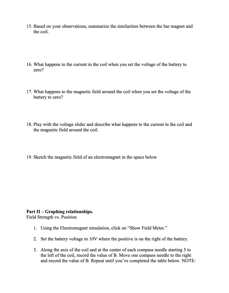 is the strength of the force/torque on the compass needle indicated? 5.