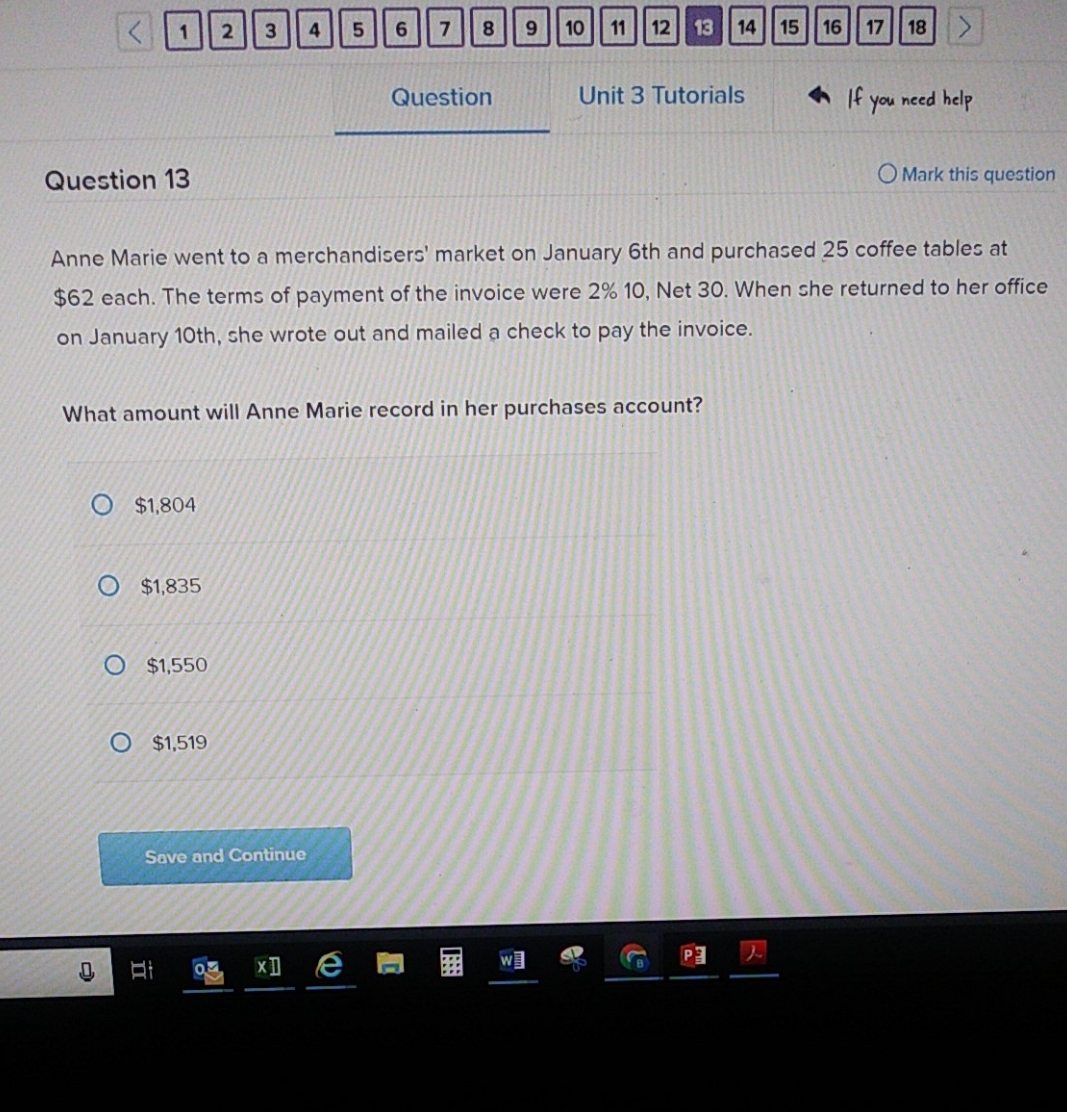 Question Question 13 Unit 3 Tutorials need help O Mark this question