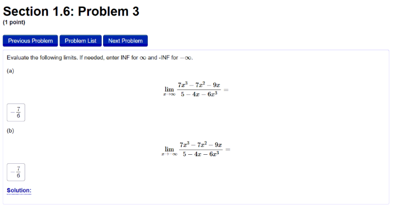  Calculus: Section 1.6: Problem 3 (1 point) Previous Problem Problem List