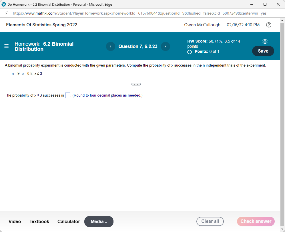  Do Homework - 6.2 Binomial Distribution - Personal - Microsoft Edge