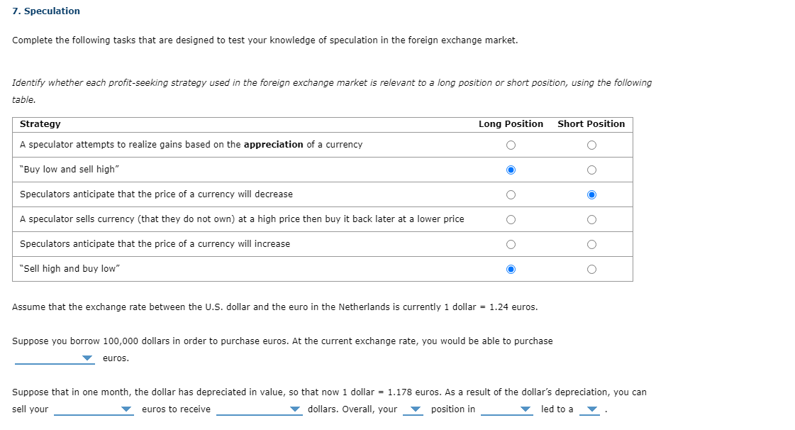  7. Speculation Complete the following tasks that are designed to test