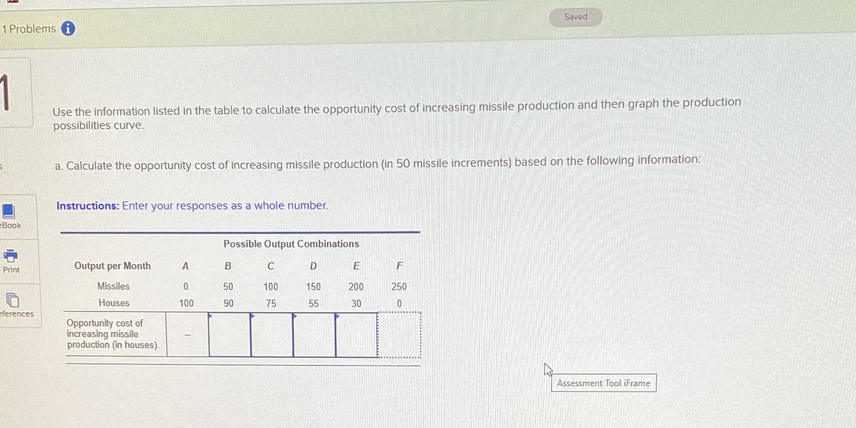 to calculate the opportunity cost of increasing missile production and then graph