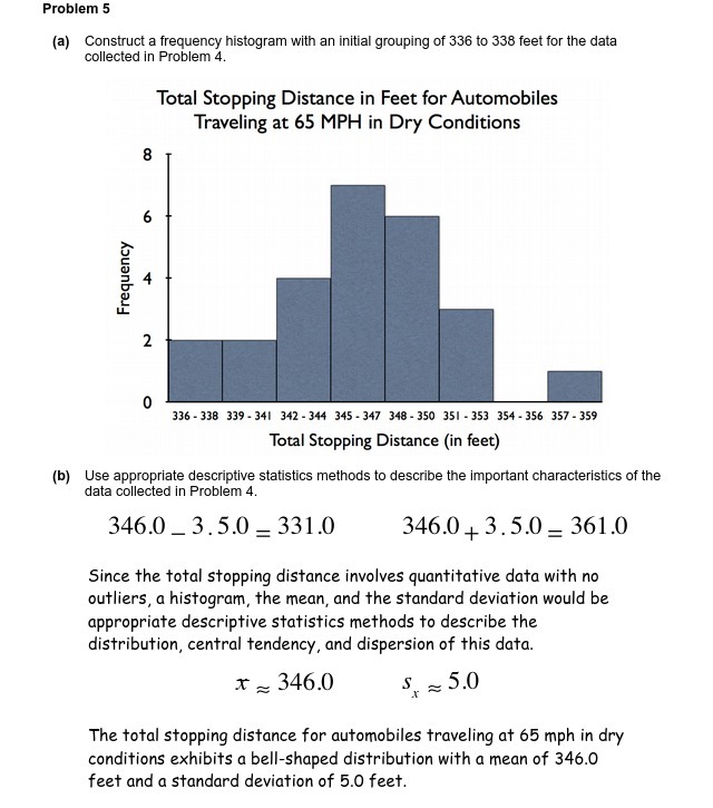 of 336 to 338 feet for the data collected in Problem 4.