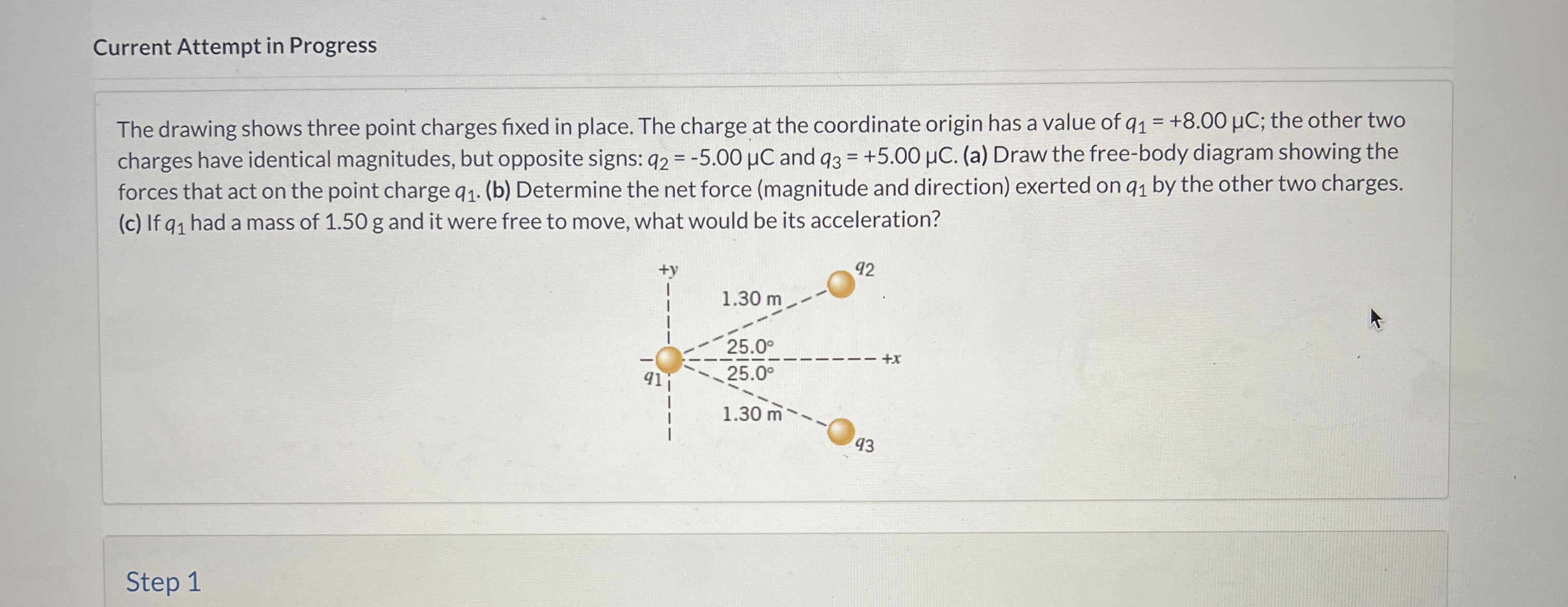 Draw the free-body diagram showing the forces that act on the point