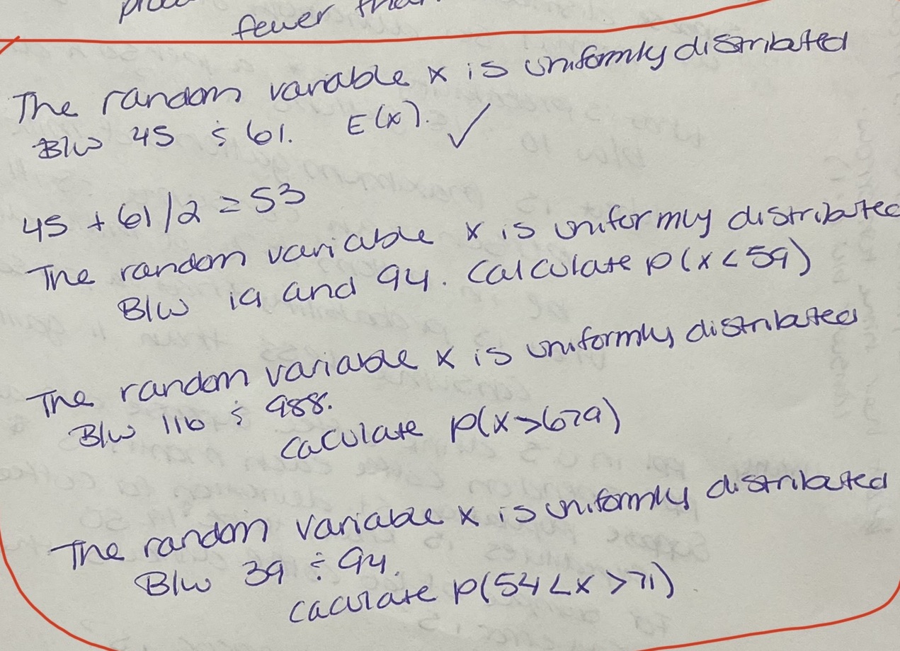 I'm having issues with this four random variables exercises. fewer trio The