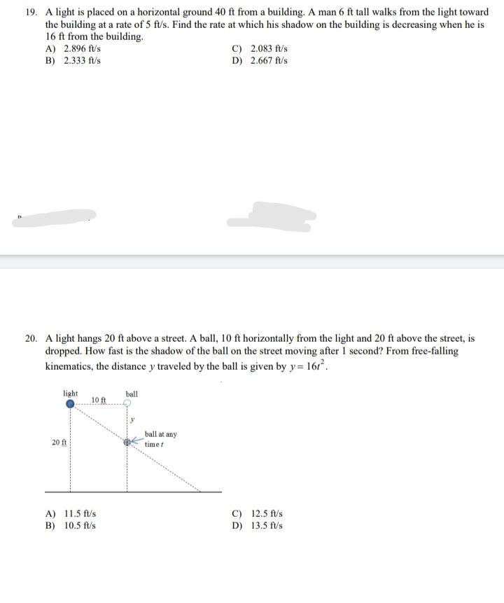 This is in Differential Calculus. This is only multiple choice. Provide necessary