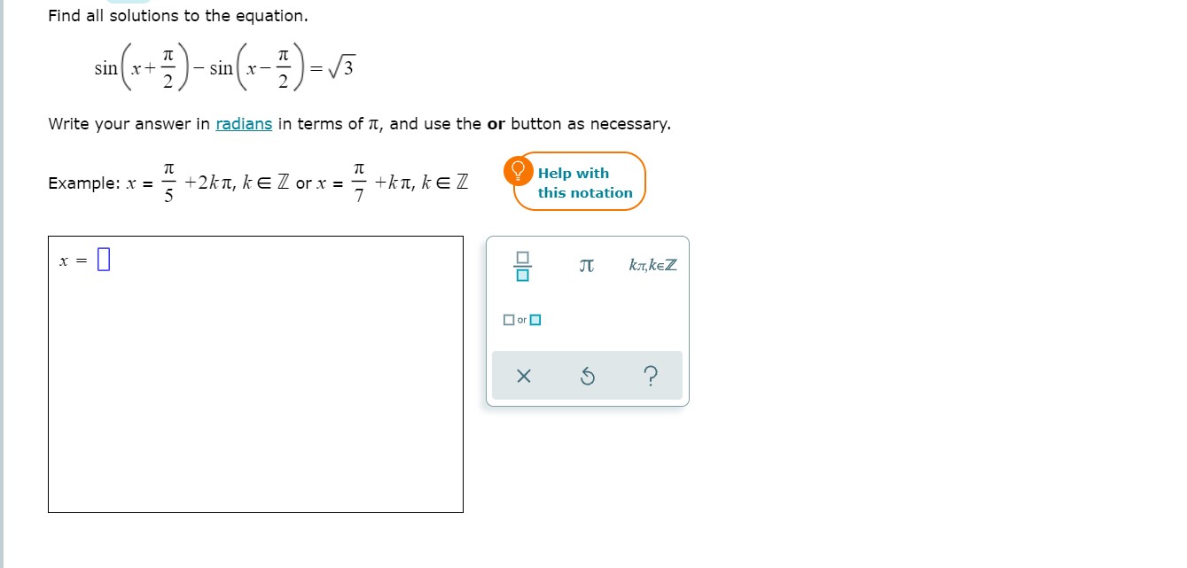 orx = = +kn, kez Help with this notation x = 1
