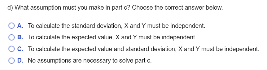 you make in part c? a) Find E(X + 10) and SD(X