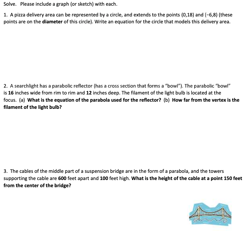Solve. Please include a graph (or sketch) with each. 1. A