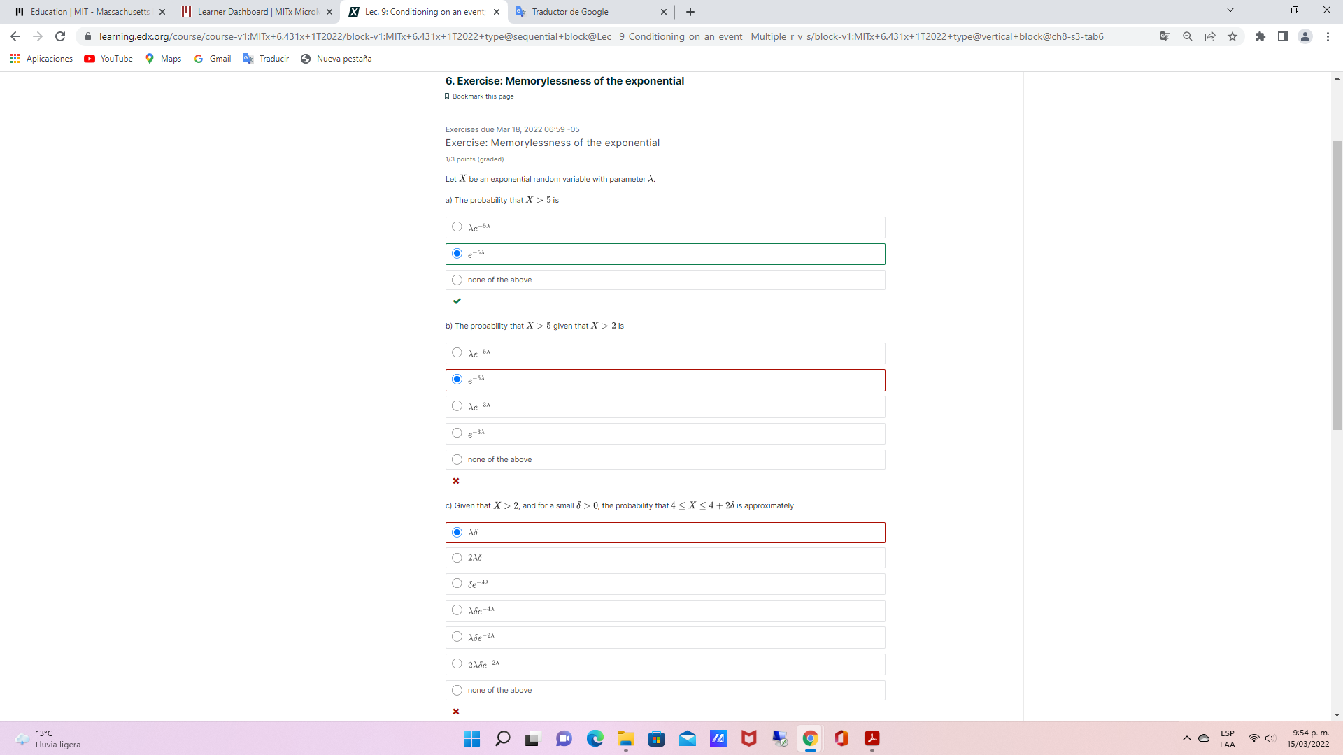 MITx Microl x X Lec. 9: Conditioning on an event; x Traductor