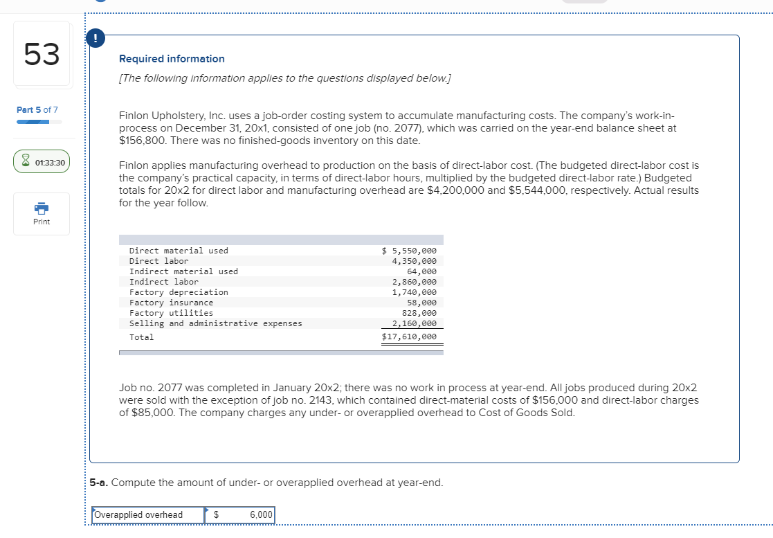 53 Required information (The following information applies to the questions displayed below.)