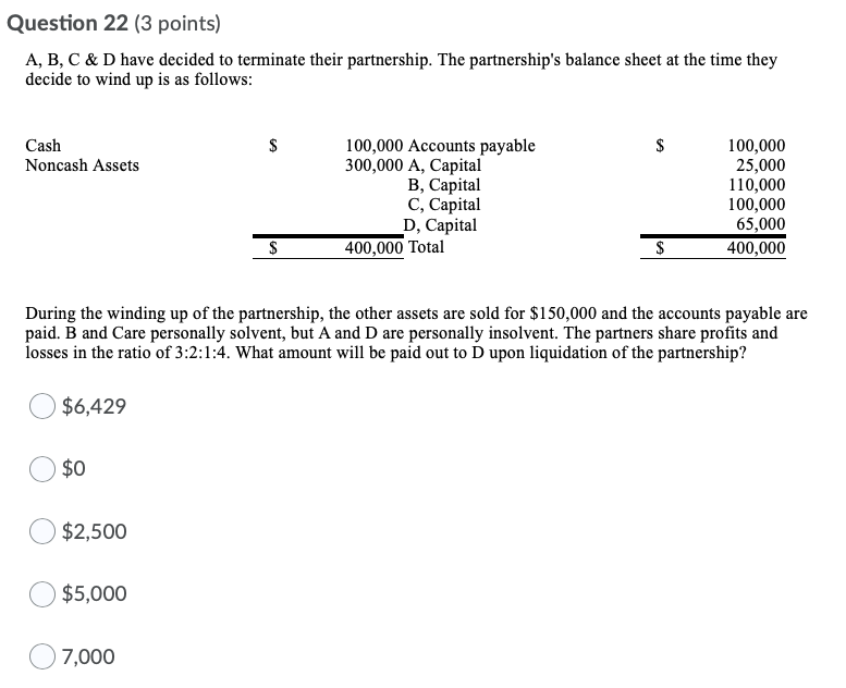 question 22 Question 22 {3 points) A, E, C S: D have