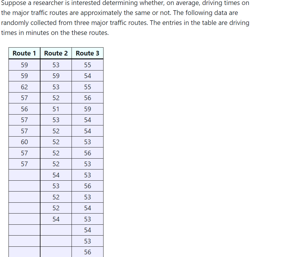 Route 1 Route 2 Route 3 59 53 55 59 59 54