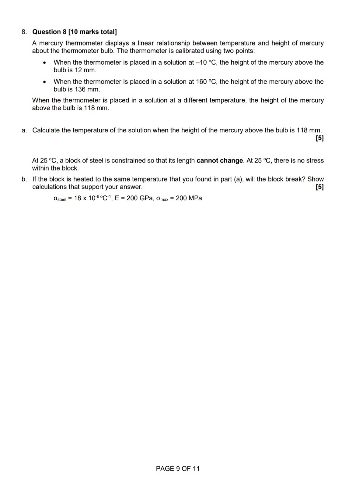 is 4.1 \"/o. The linear coefcient of thermal expansion of zinc, om