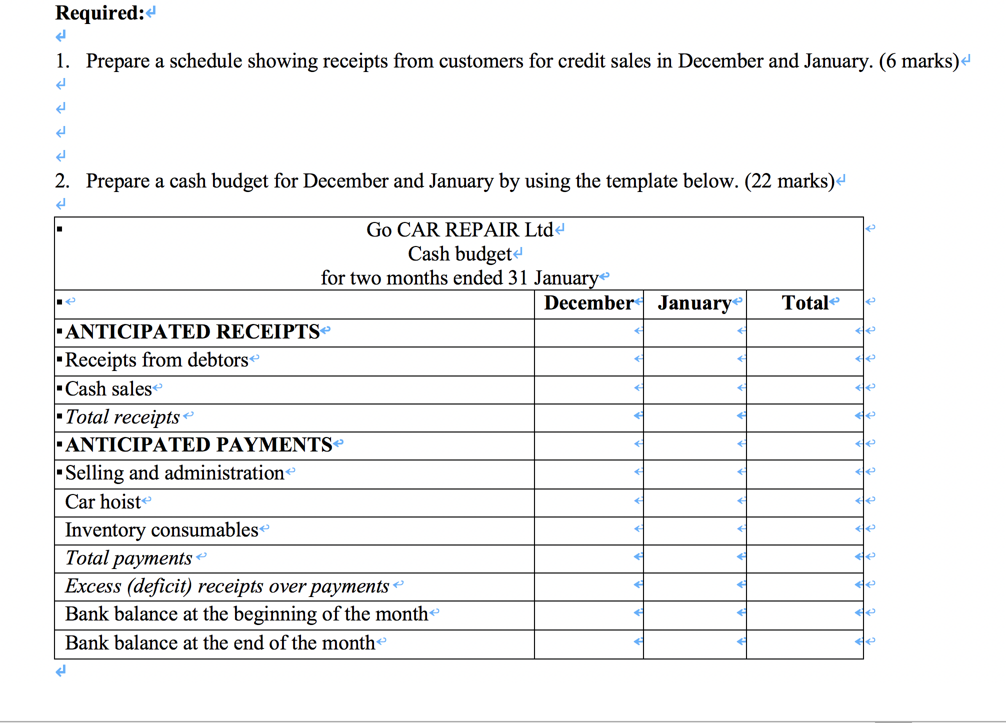 January. The actual revenue for October and November and projected revenue for