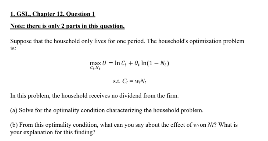  1. GSL, Chapter 12, Question 1 Note: there is only 2