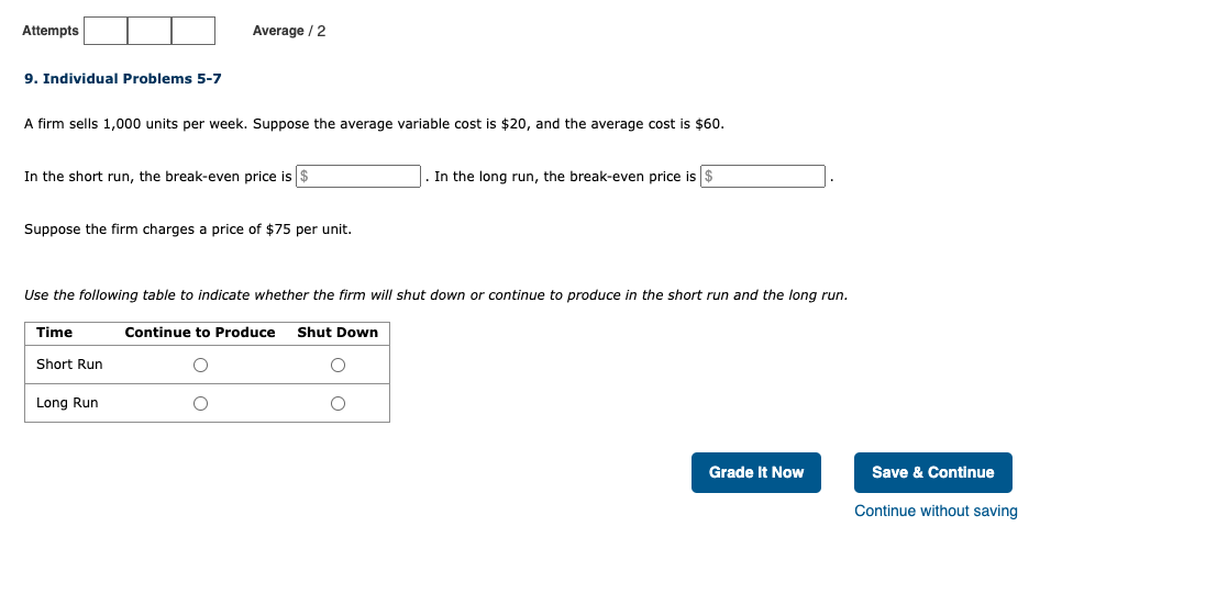 1,000 units per week. Suppose the average variable cost is $20, and