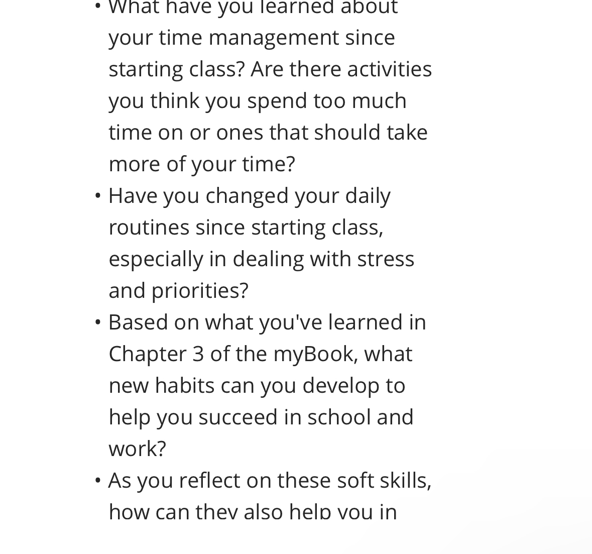 class? Are there activities you think you spend too much time on