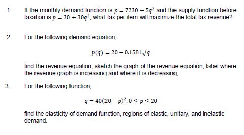 5q2 and the supply function before taxation is p = 30 +