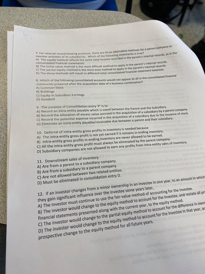 PLEASE HELP ANSWER 7. For internal record keeping purposes, there are three