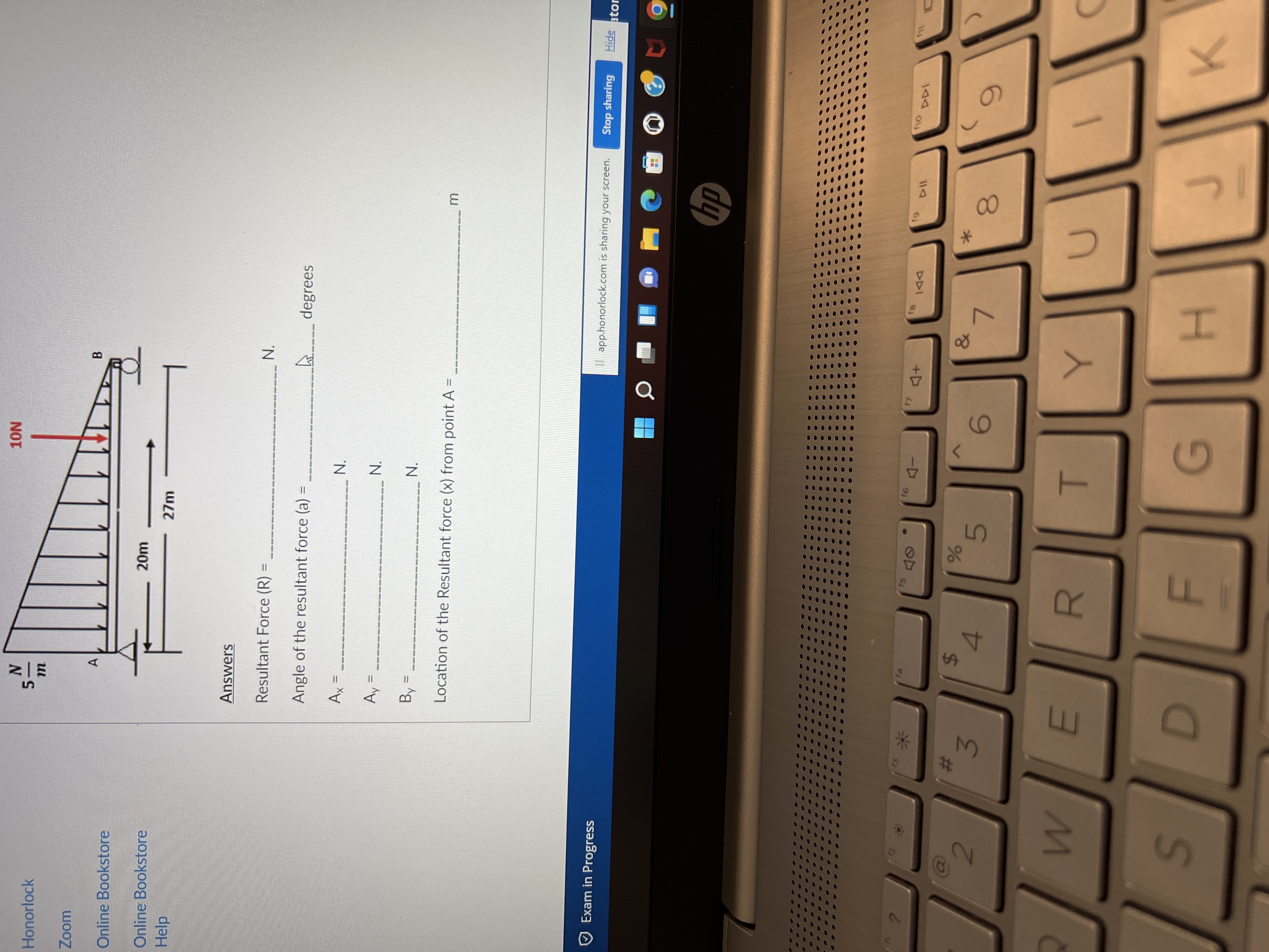 The static system below, determine the following result in force angle of