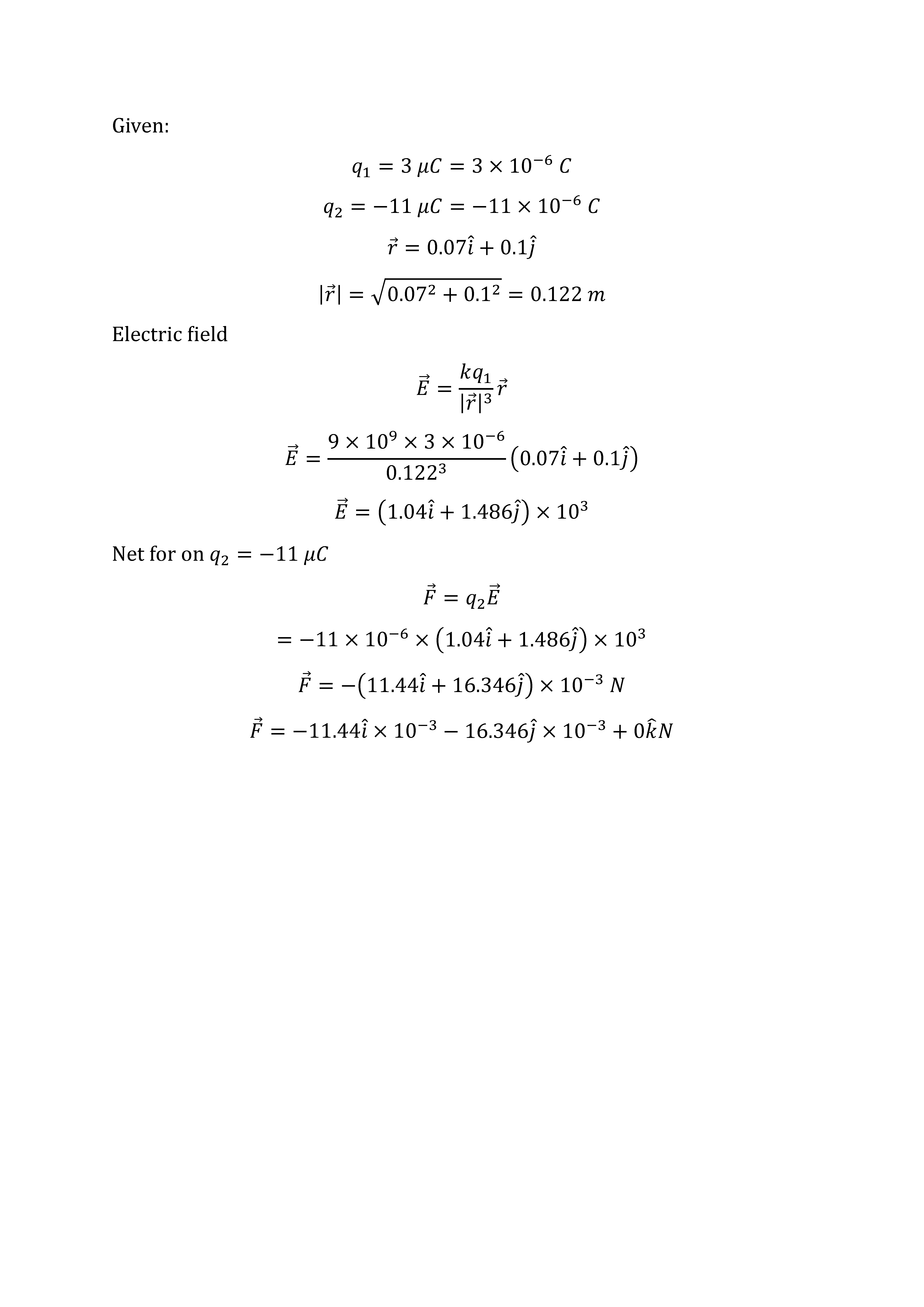 an electric field that fills all of space. A 1'| uC charge