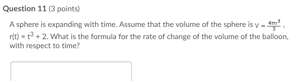 of change at t = - 2 minutes?Question 8 (3 points} Given