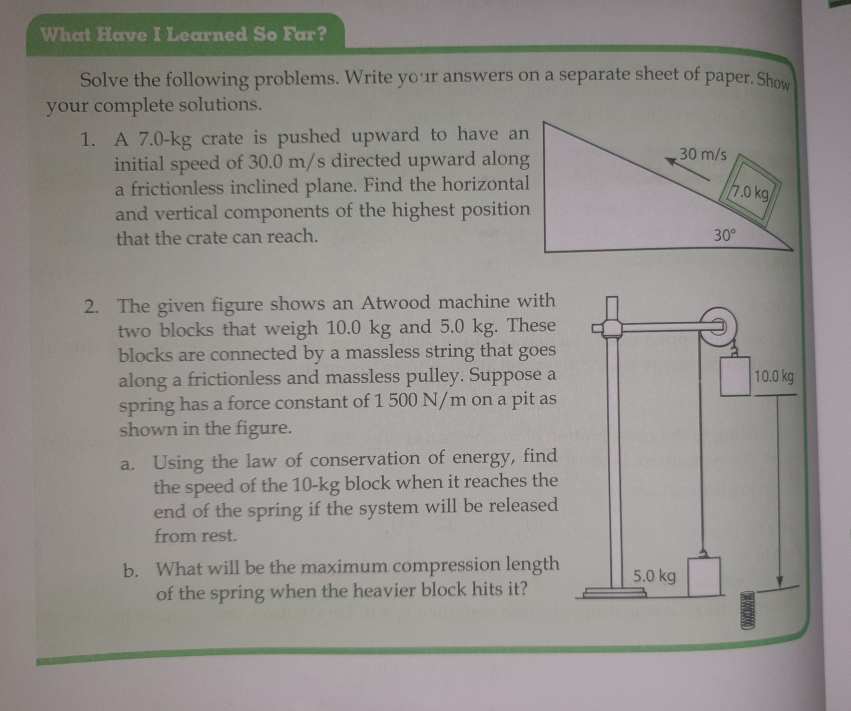 So Far? Solve the following problems. Write your answers on a separate