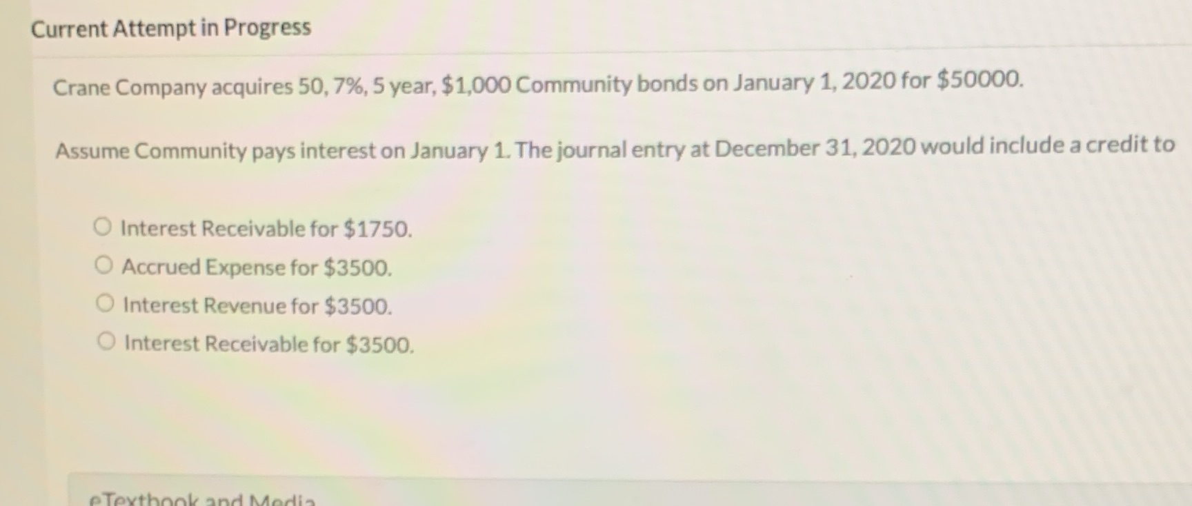 $1,000 Community bonds on January 1, 2020 for $50000. Assume Community pays