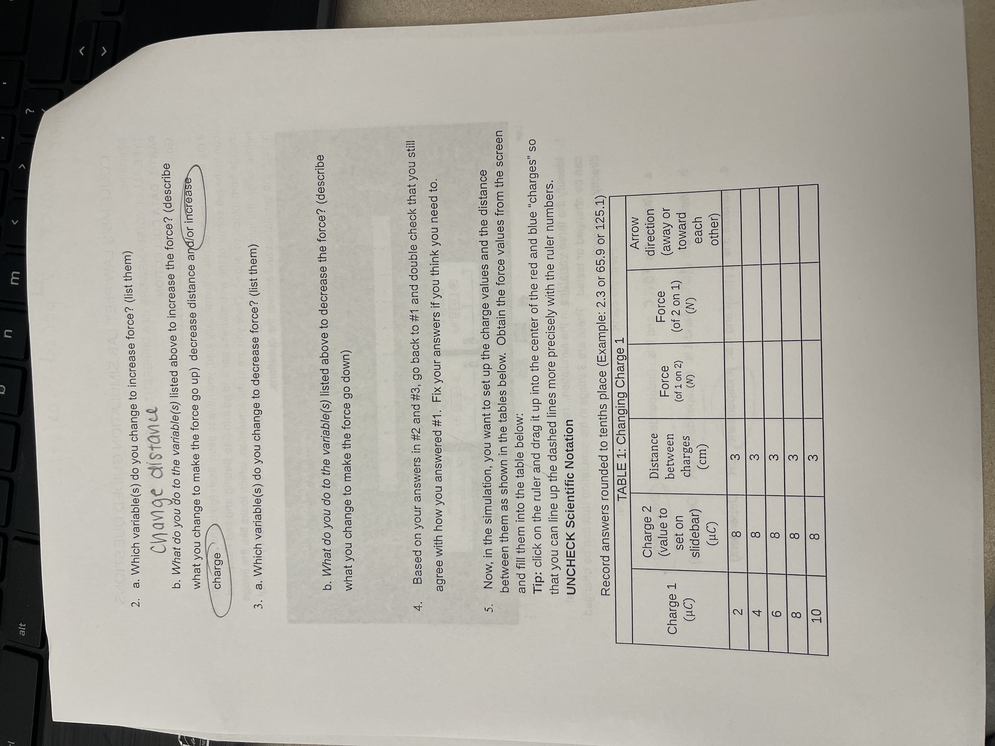  alt m 2. a. Which variable(s) do you change to increase
