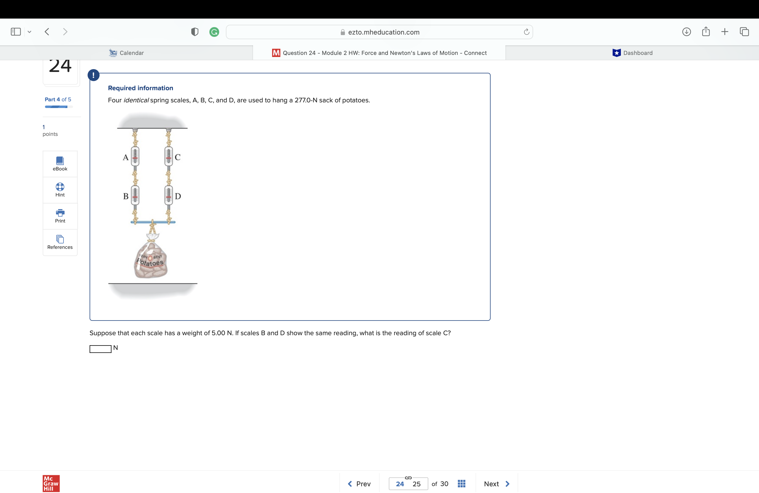scales B and D show the same reading, what is the reading