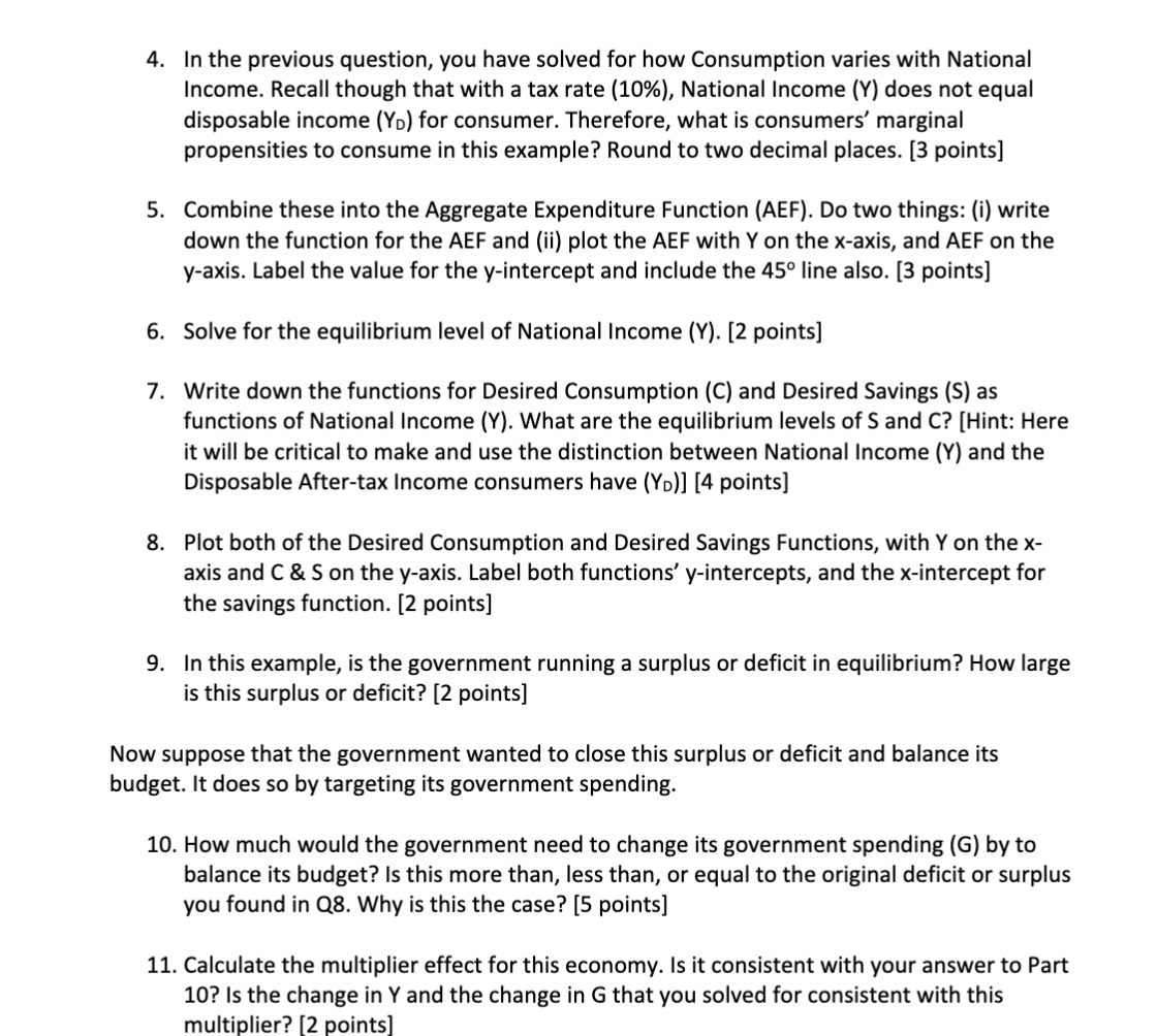 investment. The government retains a tax rate of10%. Suppose that we observe