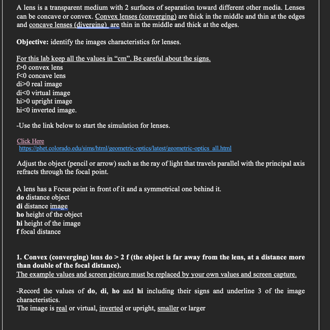 separation toward different other media. Lenses can be concave or convex. Convex