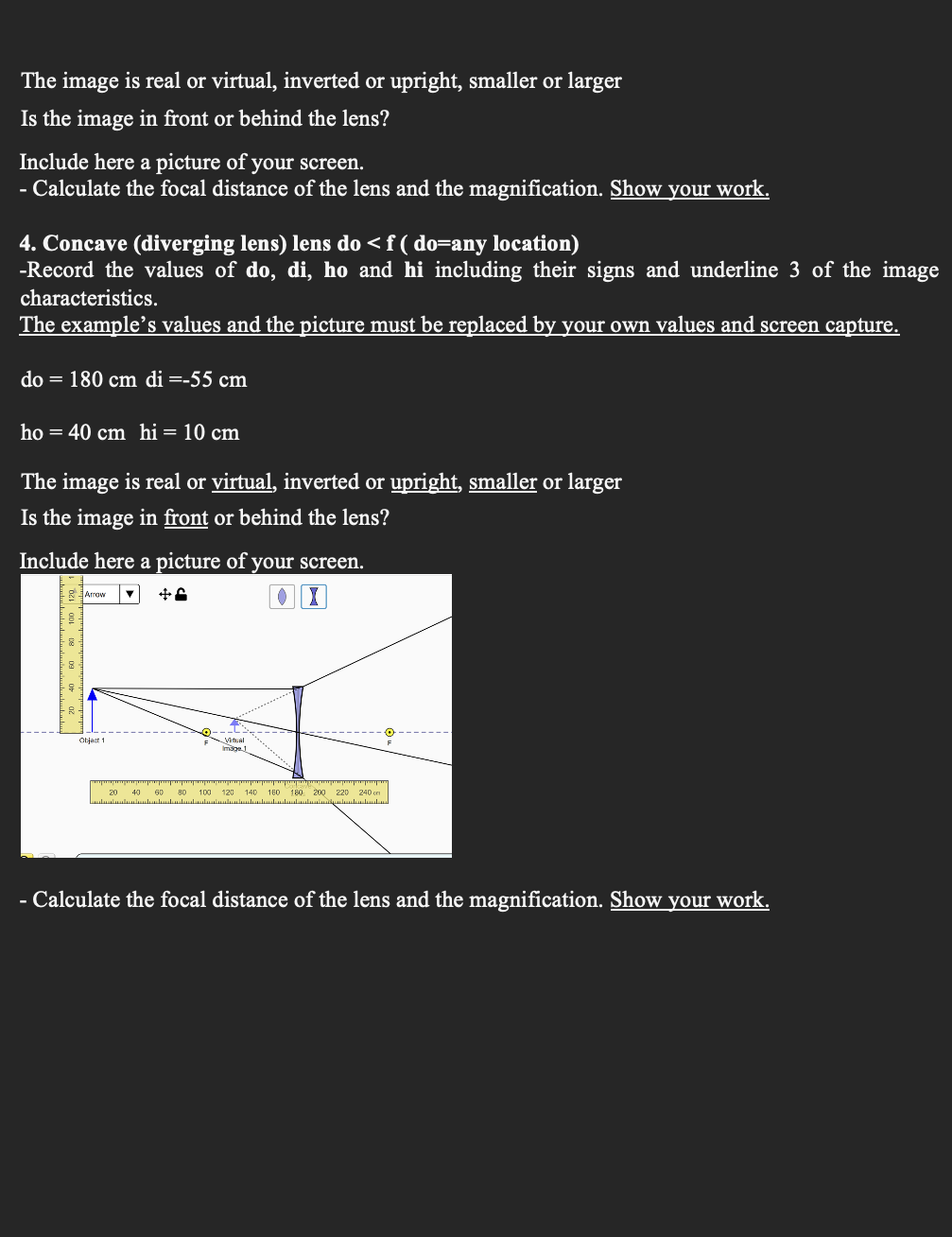 and concave lenses (diverging) are thin in the middle and thick at