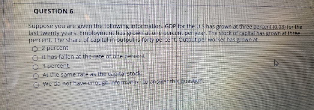 I do not understand question number 6 which is connected to question