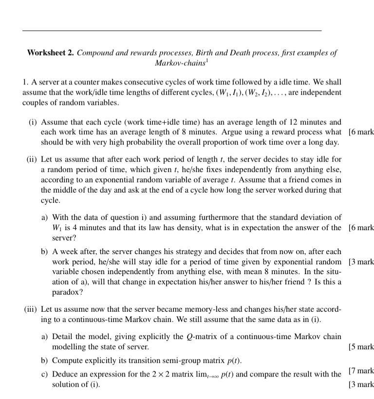 Worksheet 2. Compound and rewards processes, Birth and Death process, first