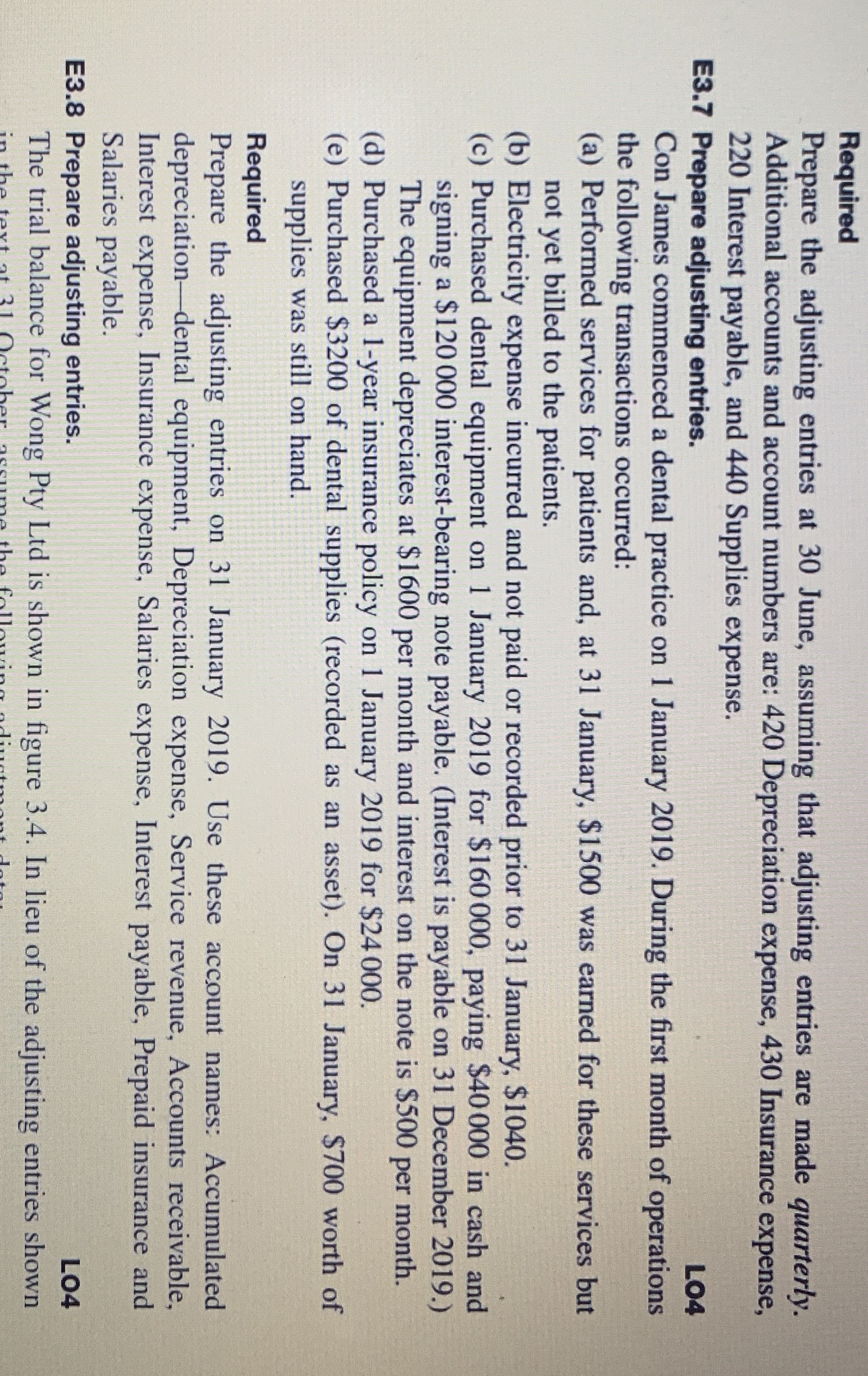 Exclude (c) Required Prepare the adjusting entries at 30 June, assuming that