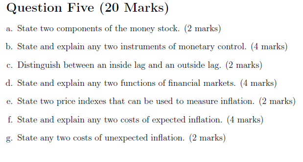 stock. (2 marks) b. State and explain any two instruments of monetary