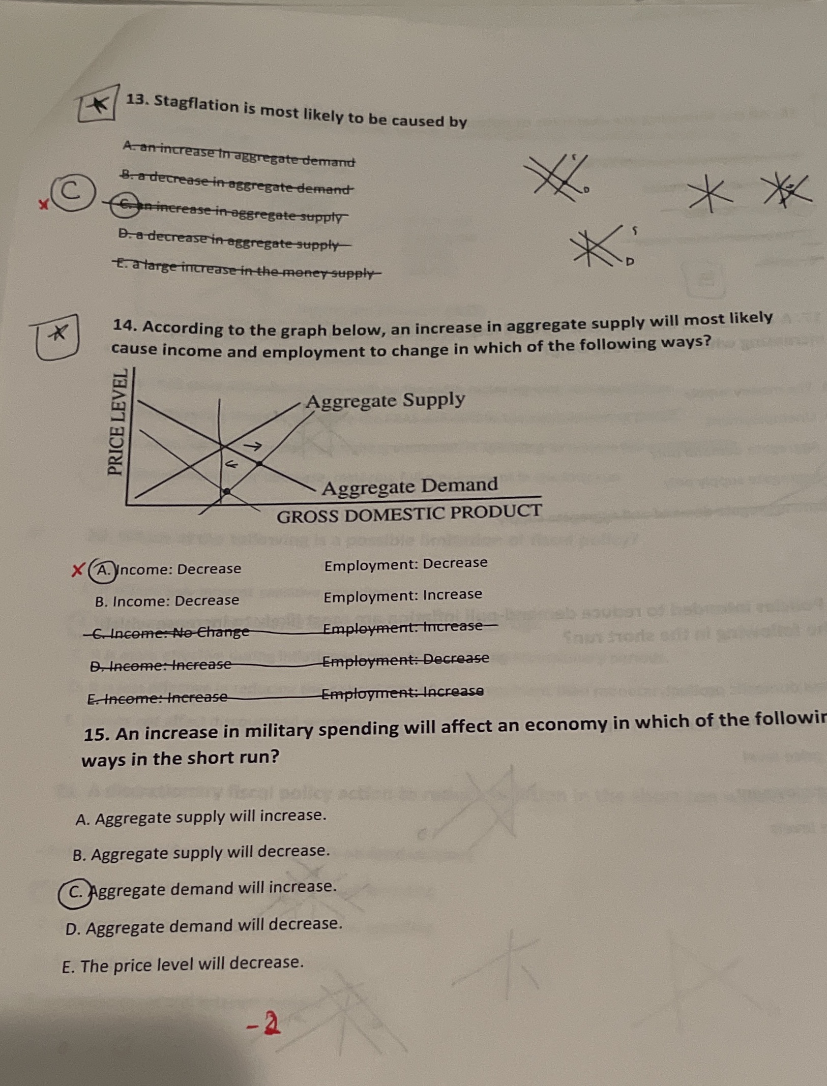 please stTe the correct to 13 and 14 and explain why the